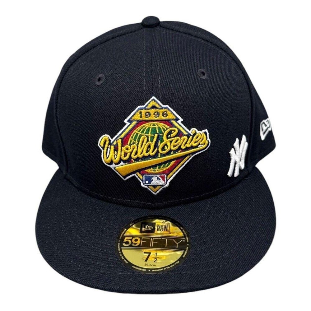 New Era 59fifty New York Yankees 96 WS Patch Fitted Hat Navy Men Sz 7-1/2 NEW